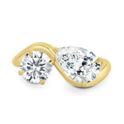 Pear and round twist toi et moi engagement ring